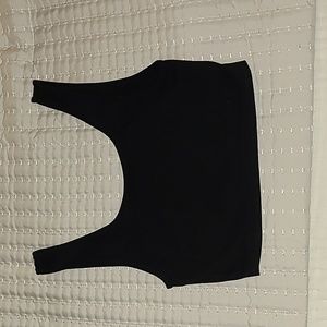 Pull & Bear Black Ribbed Tank Crop Top